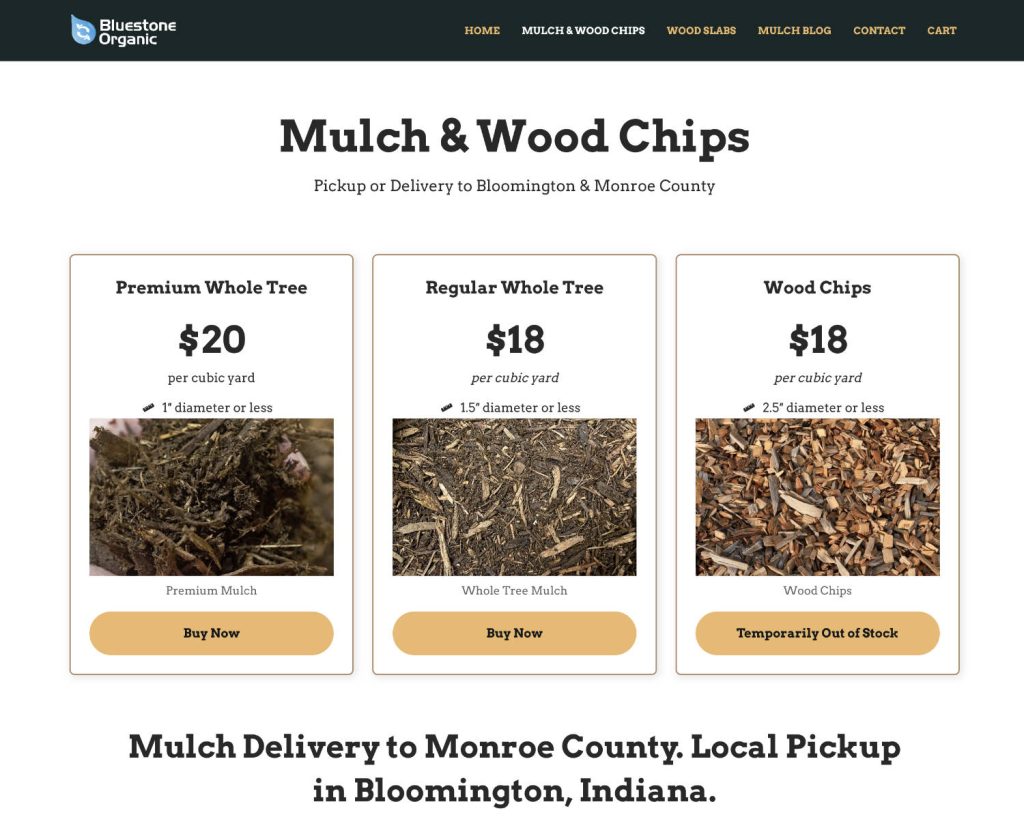 e-commerce website design mulch wood slabs - categories