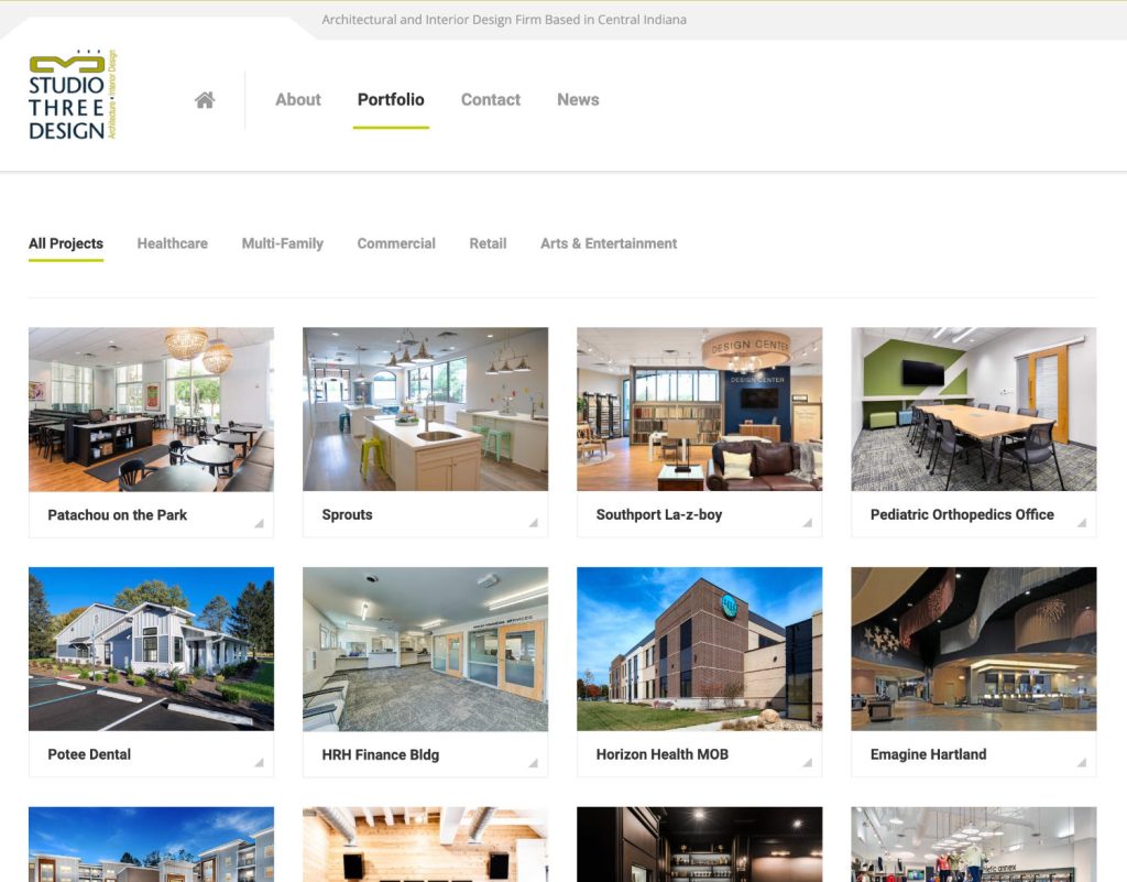 portfolio page design for architectural group