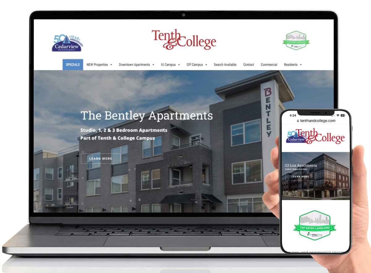 website design for student apartments developer